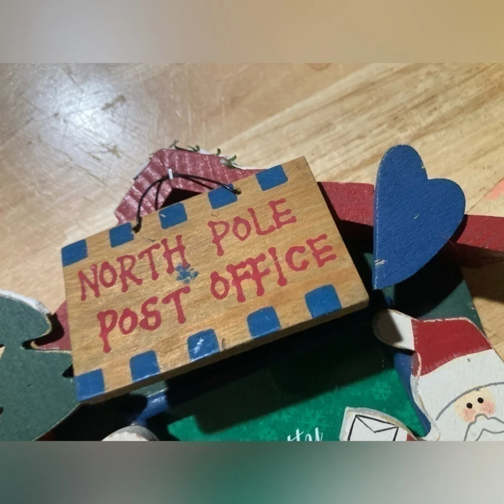 Christmas picture frame featuring North Pole Mail service & Santa. Vintage Kmart
